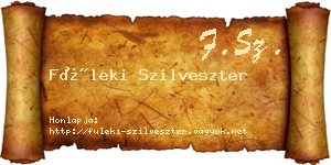 Füleki Szilveszter névjegykártya